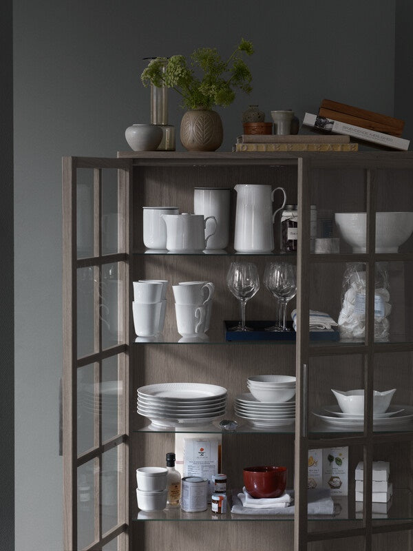 Royal Copenhagen Hvid Riflet skål - 21 cm. - Bahne